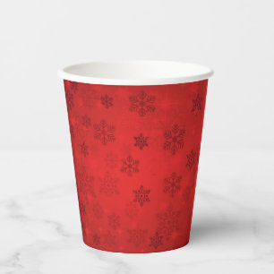 Vasos De Papel Navidades intensos y saturados rojos copos de niev
