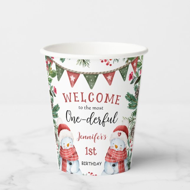 Vasos De Papel Navidades Invierno de la Cute de Cumpleaños (Anverso)