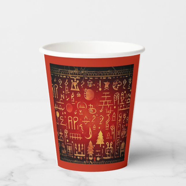 Vasos De Papel Navidades Jeroglíficos Egipcios 4 (Anverso)
