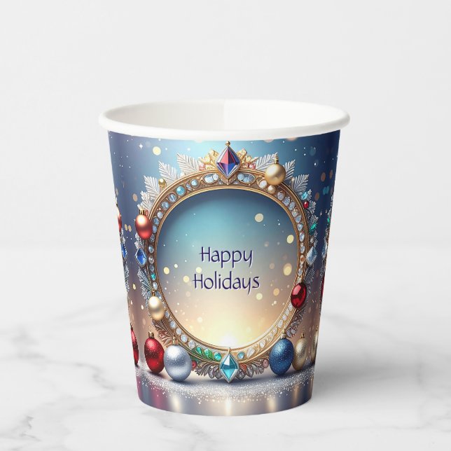 Vasos De Papel Navidades Jewel Frame Holiday Cups de papel (Izquierda)