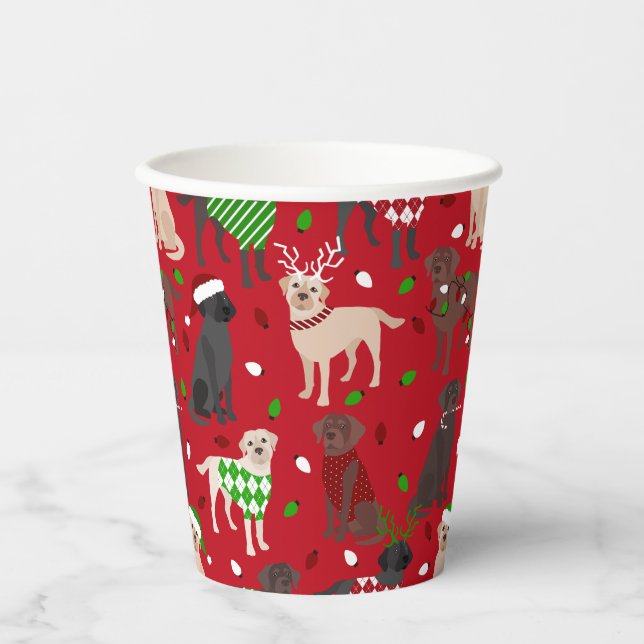 Vasos De Papel Navidades Labrador Recuperar Cuadros de Papel (Anverso)