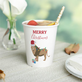 Vasos De Papel Navidades leen gracioso animal con Santa Hat