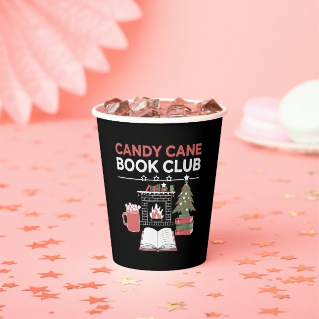 Vasos De Papel Navidades libreros Candy Cane Book Club Bookish (in situ)