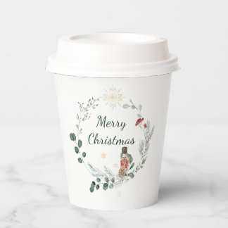 Vasos De Papel Navidades lindos botánicos de la acuarela de nutcr