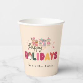 Vasos De Papel Navidades lindos familia de perros modernos
