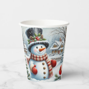 Vasos De Papel Navidades lindos, vintage/caprichosos/snowman inve
