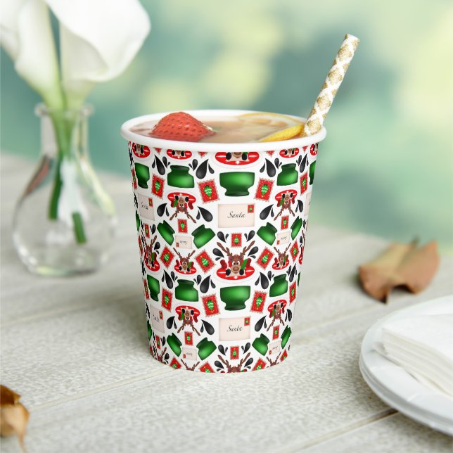 Vasos De Papel Navidades lindos y festivos de reno rojo (in situ)