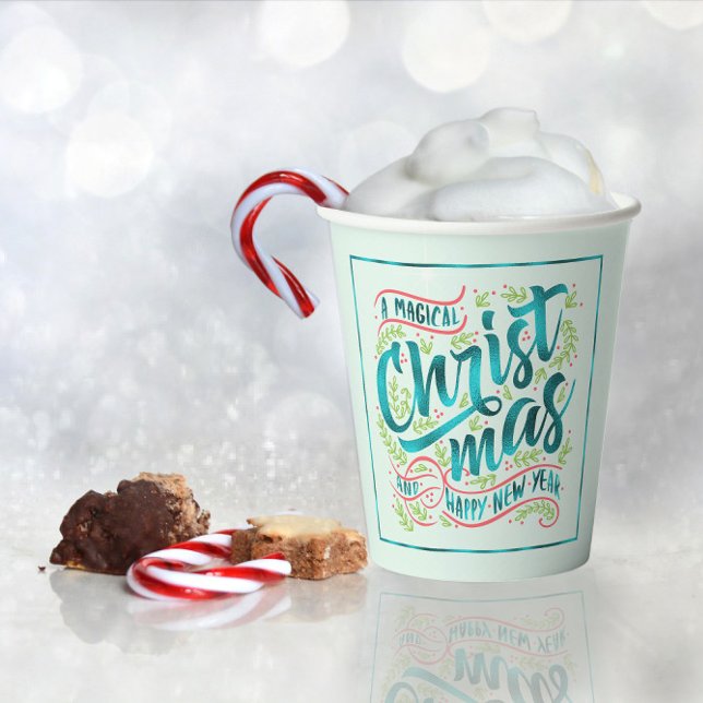 Vasos De Papel Navidades mágicos Tipografía Verde azulada ID441 (Subido por el creador)