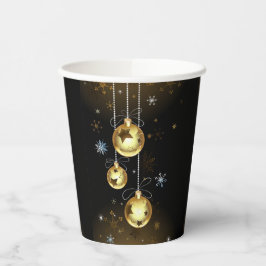 Vasos De Papel Navidades Ornamentos dorados Estrellas brillantes 