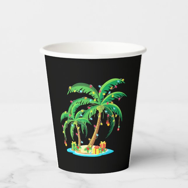 Vasos De Papel Navidades Palm Tree Tropical Xmas Gift Coconut (Anverso)