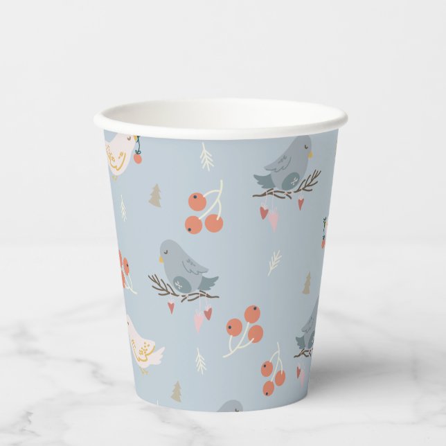 Vasos De Papel Navidades Pastel Patrón Aves sin Maravilla (Anverso)