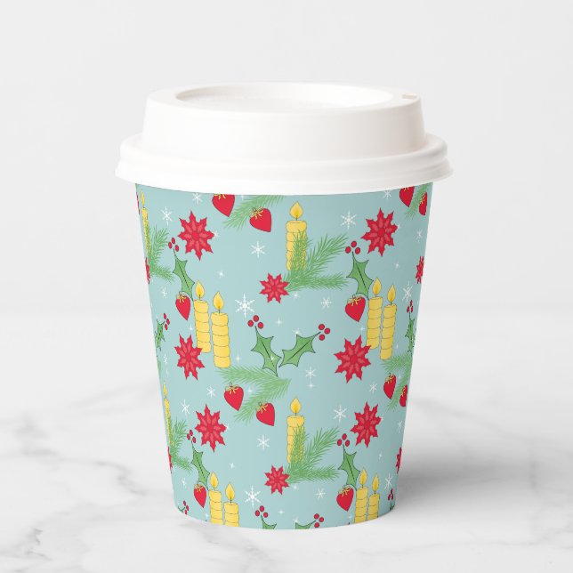 Vasos De Papel Navidades, patrón de año nuevo. (Anverso)