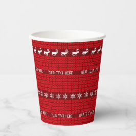Vasos De Papel Navidades Personalizado Texto Rojo Tejido Tejido B