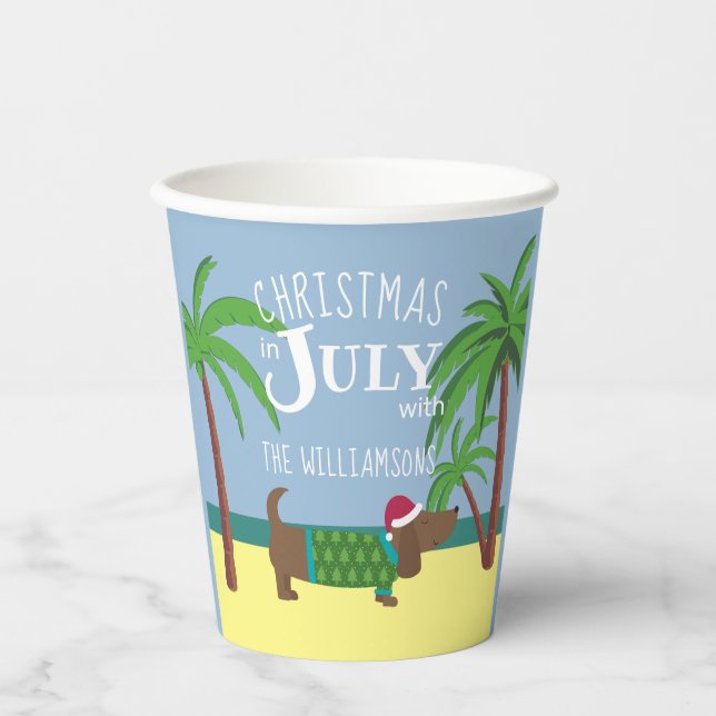 Vasos De Papel Navidades personalizados en julio Fiesta de basura (Anverso)