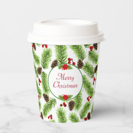 Vasos De Papel Navidades personalizados Pinecones y Berries