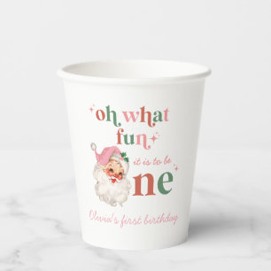 Vasos De Papel Navidades Pink Santa First Birday