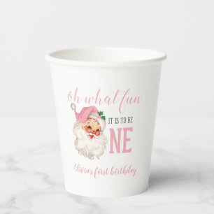 Vasos De Papel Navidades Pink Santa First Birday