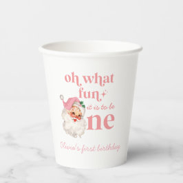 Vasos De Papel Navidades Pink Santa First Birday