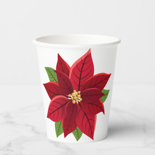 Vasos De Papel Navidades Poinsettia (Anverso)