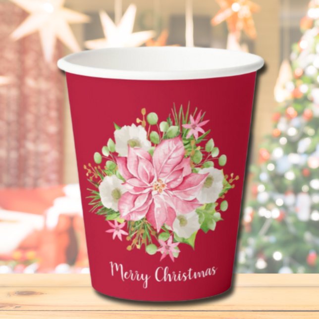 Vasos De Papel Navidades Poinsettia Greenery Holiday (Subido por el creador)