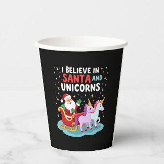 Vasos De Papel Navidades Que Creo En Santa Y Unicornios Funny Xm