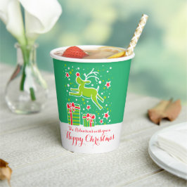 Vasos De Papel Navidades ratos personalizado rojo verde reno 