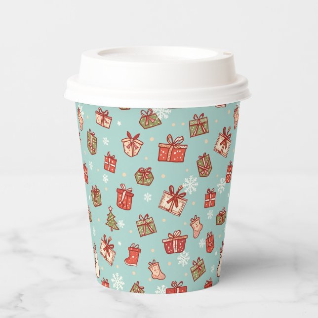 Vasos De Papel Navidades Regalos Cuadros De Papel Patrón (Anverso)