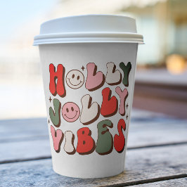 Vasos De Papel Navidades Retro Holly Jolly Vibes Festividades de