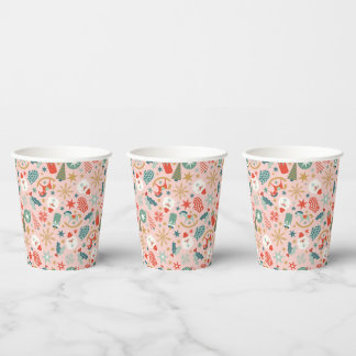 Vasos De Papel Navidades Retro Pastel