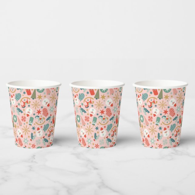 Vasos De Papel Navidades Retro Pastel (Multi)