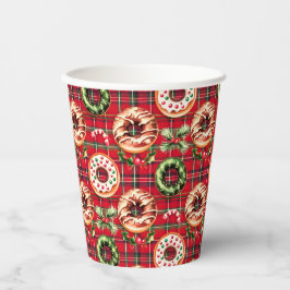 Vasos De Papel Navidades Retro Rojo Donan Red Tartán Plaid