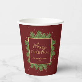 Vasos De Papel Navidades Rojos Borgoña Moderno Elegante Botánico