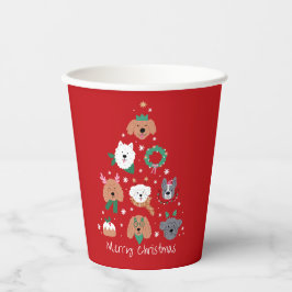 Vasos De Papel Navidades rojos con temas de perro