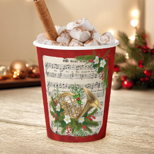 Vasos De Papel Navidades rojos del Cuerno Francés