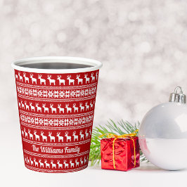 Vasos De Papel Navidades rojos reno Snowflake Fiesta Personalizad