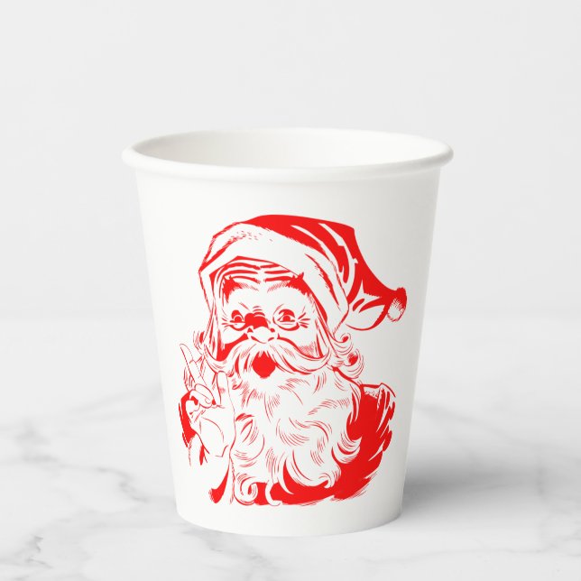 Vasos De Papel Navidades rojos y blancos de Santa Claus (Anverso)