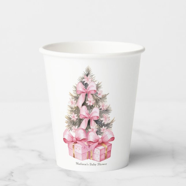 Vasos De Papel Navidades rosados dan Baby Shower (Anverso)