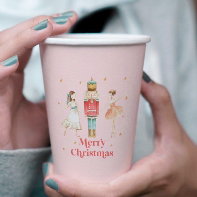 Vasos De Papel Navidades rosados del ballet de invierno de nutcra (Subido por el creador)