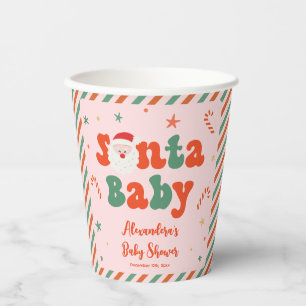 Vasos De Papel Navidades rosados Santa Bebé Baby Shower
