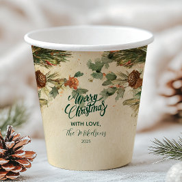 Vasos De Papel Navidades rusos de la Pinecona de Velas
