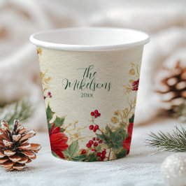 Vasos De Papel Navidades Rústicos de Festividad Rojo Amaryllis