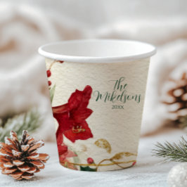 Vasos De Papel Navidades Rústicos del Amaryllis Rojo