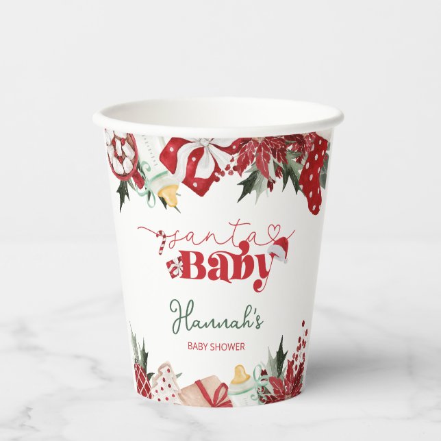 Vasos De Papel Navidades Santa Baby Shower (Anverso)
