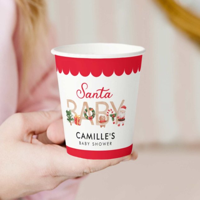 Vasos De Papel Navidades Santa Baby Shower (Christmas Baby Shower Paper Cups)