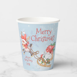 Vasos De Papel Navidades Santa Gnome con reno personalizado