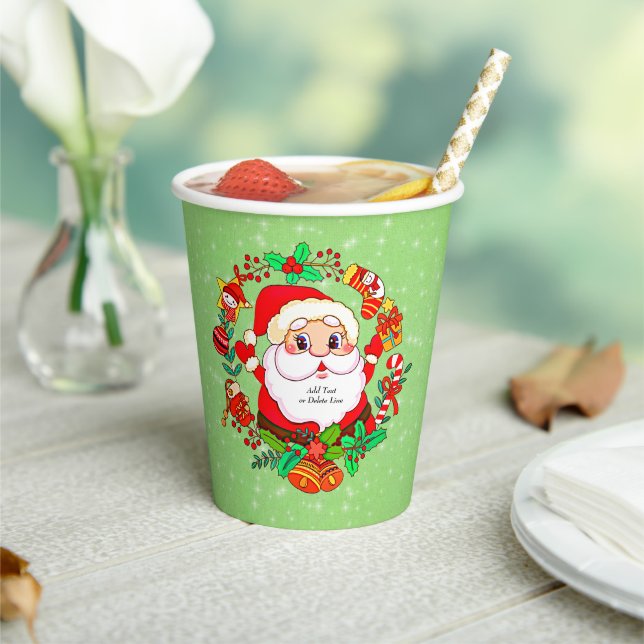 Vasos De Papel Navidades Santa Stocking Cane Present Holly (in situ)