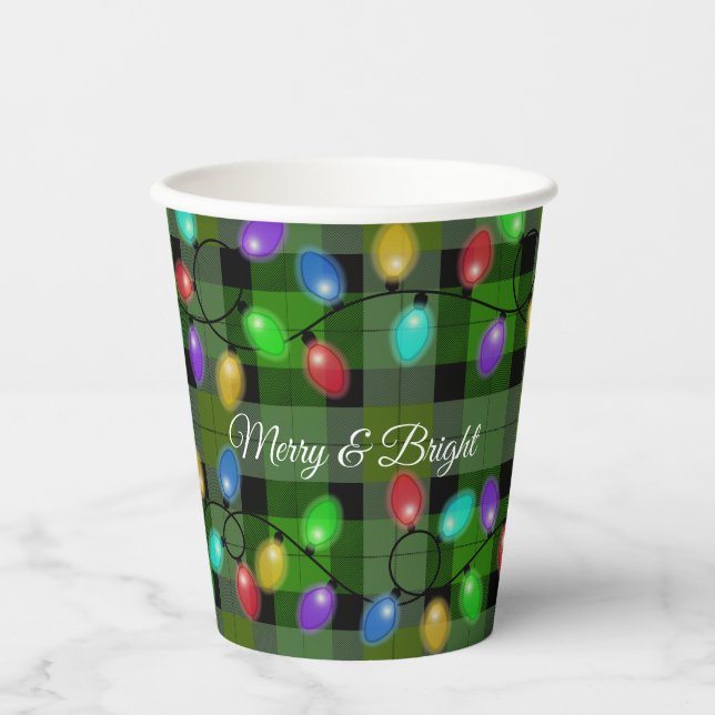 Vasos De Papel Navidades Se Iluminan En Plaid (Anverso)