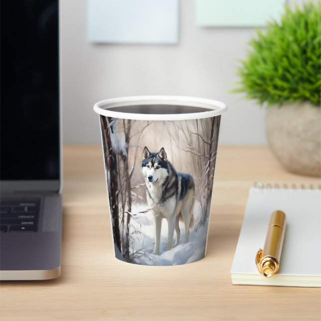 Vasos De Papel Navidades Siberian Husky Let It Snow (in situ)