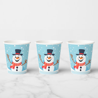 Vasos De Papel Navidades Snowman en la copa de papel de feriado