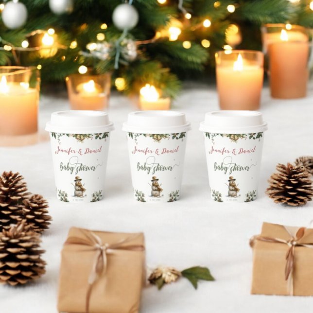 Vasos De Papel Navidades Snowman Santa Baby Winter Baby Shower (Subido por el creador)